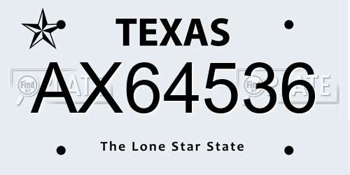 AX64536 Texas License Plate