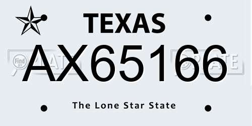 AX65166 Texas License Plate