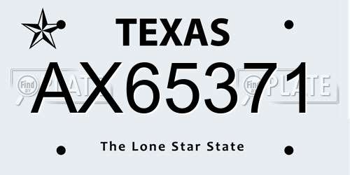 AX65371 Texas License Plate