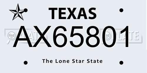AX65801 Texas License Plate
