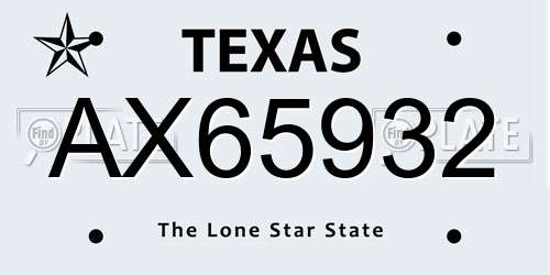 AX65932 Texas License Plate