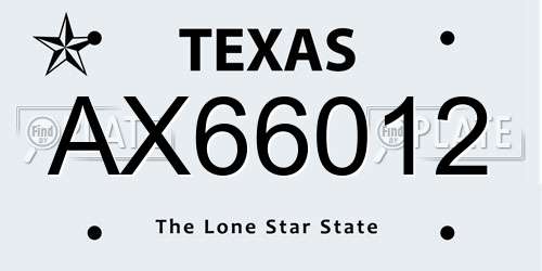 AX66012 Texas License Plate