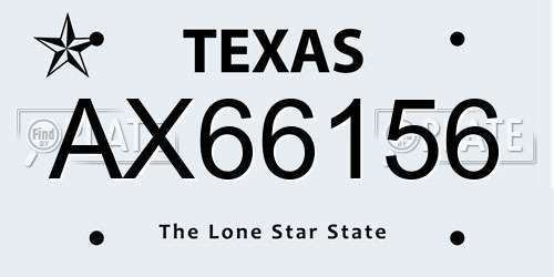 AX66156 Texas License Plate
