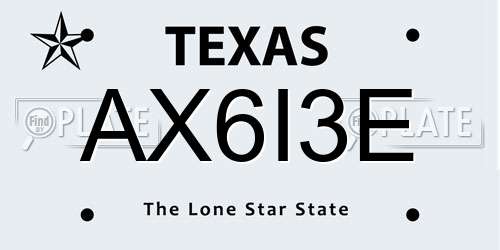 AX6I3E Texas License Plate