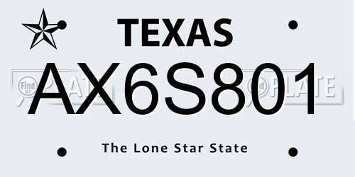 AX6S801 Texas License Plate