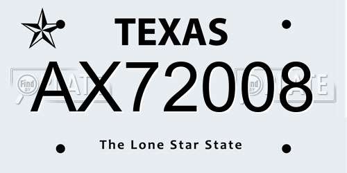 AX72008 Texas License Plate