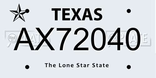 AX72040 Texas License Plate