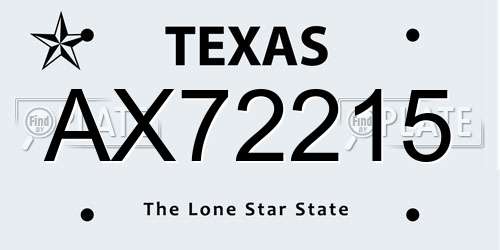 AX72215 Texas License Plate