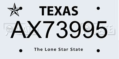 AX73995 Texas License Plate