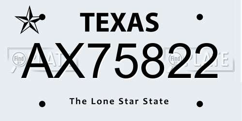 AX75822 Texas License Plate