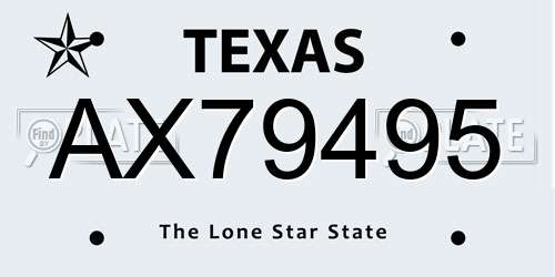 AX79495 Texas License Plate