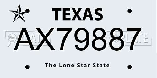 AX79887 Texas License Plate