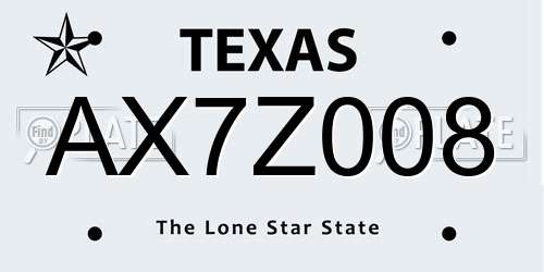 AX7Z008 Texas License Plate