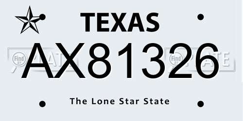 AX81326 Texas License Plate