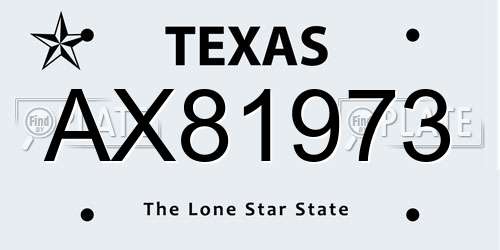 AX81973 Texas License Plate