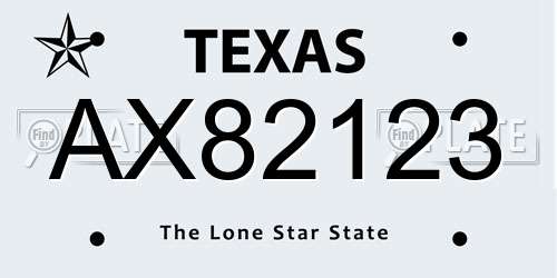 AX82123 Texas License Plate