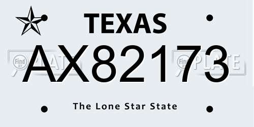 AX82173 Texas License Plate