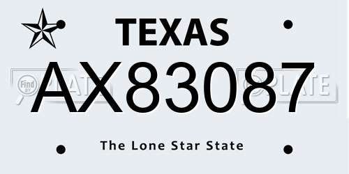 AX83087 Texas License Plate
