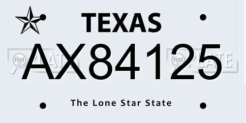 AX84125 Texas License Plate
