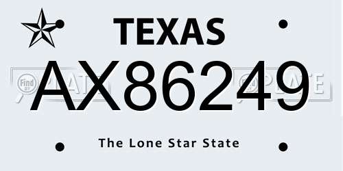 AX86249 Texas License Plate