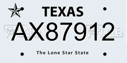 AX87912 Texas License Plate