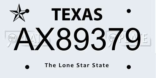 AX89379 Texas License Plate