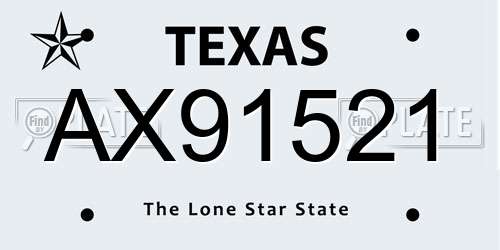 AX91521 Texas License Plate