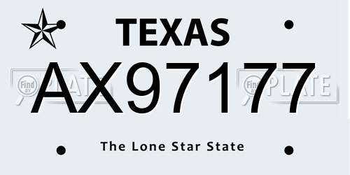 AX97177 Texas License Plate