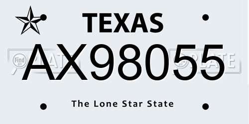 AX98055 Texas License Plate