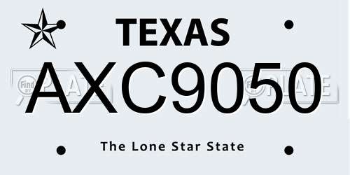AXC9050 Texas License Plate