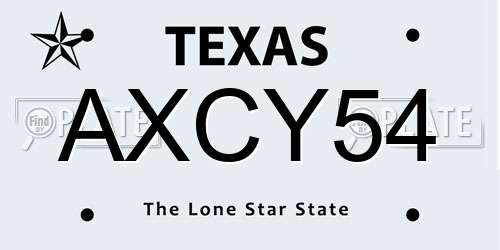 AXCY54 Texas License Plate