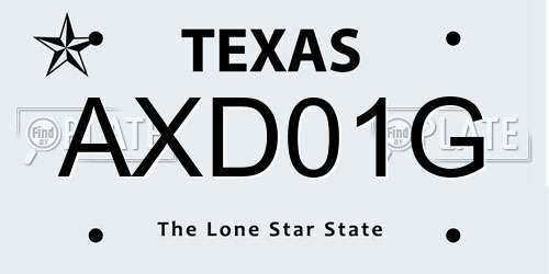 AXD01G Texas License Plate