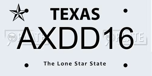AXDD16 Texas License Plate