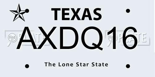 AXDQ16 Texas License Plate