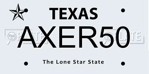 AXER50 Texas License Plate