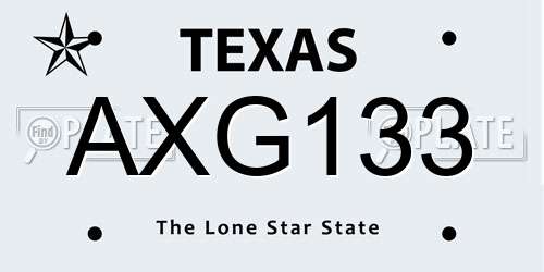 AXG133 Texas License Plate