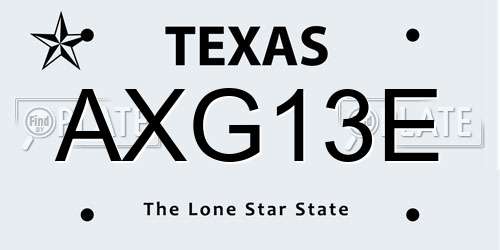 AXG13E Texas License Plate