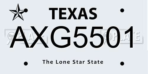 AXG5501 Texas License Plate