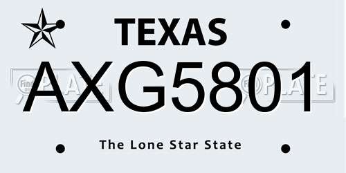 AXG5801 Texas License Plate