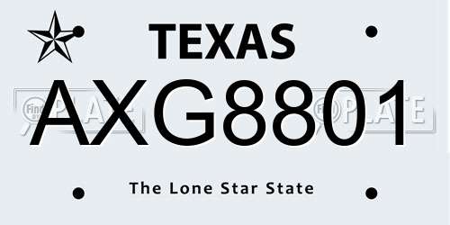 AXG8801 Texas License Plate