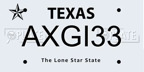 AXGI33 Texas License Plate