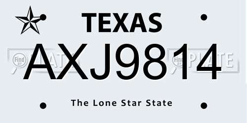 AXJ9814 Texas License Plate