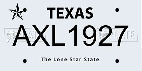 AXL1927 Texas License Plate