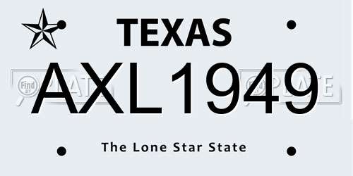 AXL1949 Texas License Plate