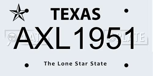 AXL1951 Texas License Plate