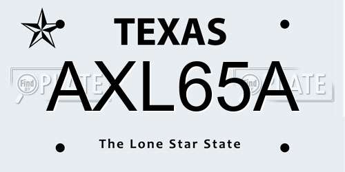 AXL65A Texas License Plate