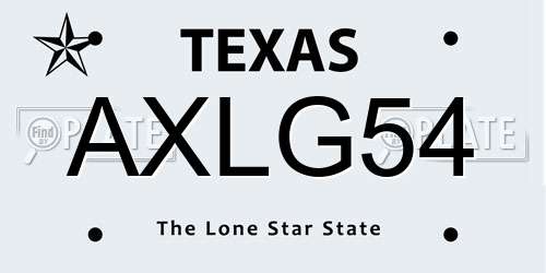 AXLG54 Texas License Plate