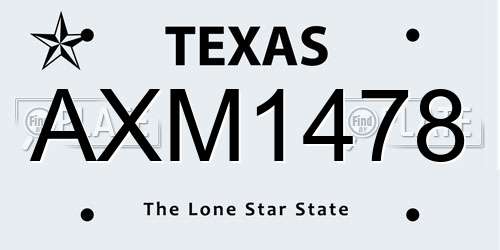 AXM1478 Texas License Plate