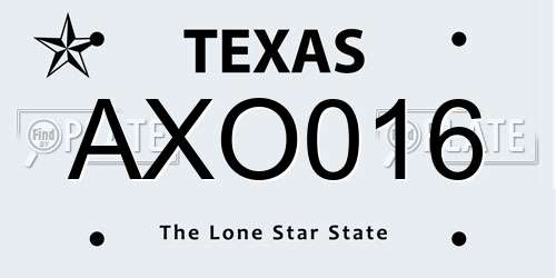 AXO016 Texas License Plate