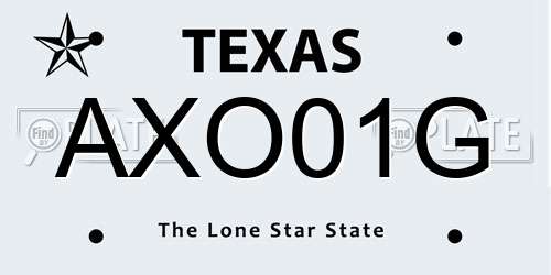 AXO01G Texas License Plate